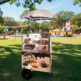 Carrinho para Bolo Doce Multiuso e Mostruário Inox Roda Pneumática