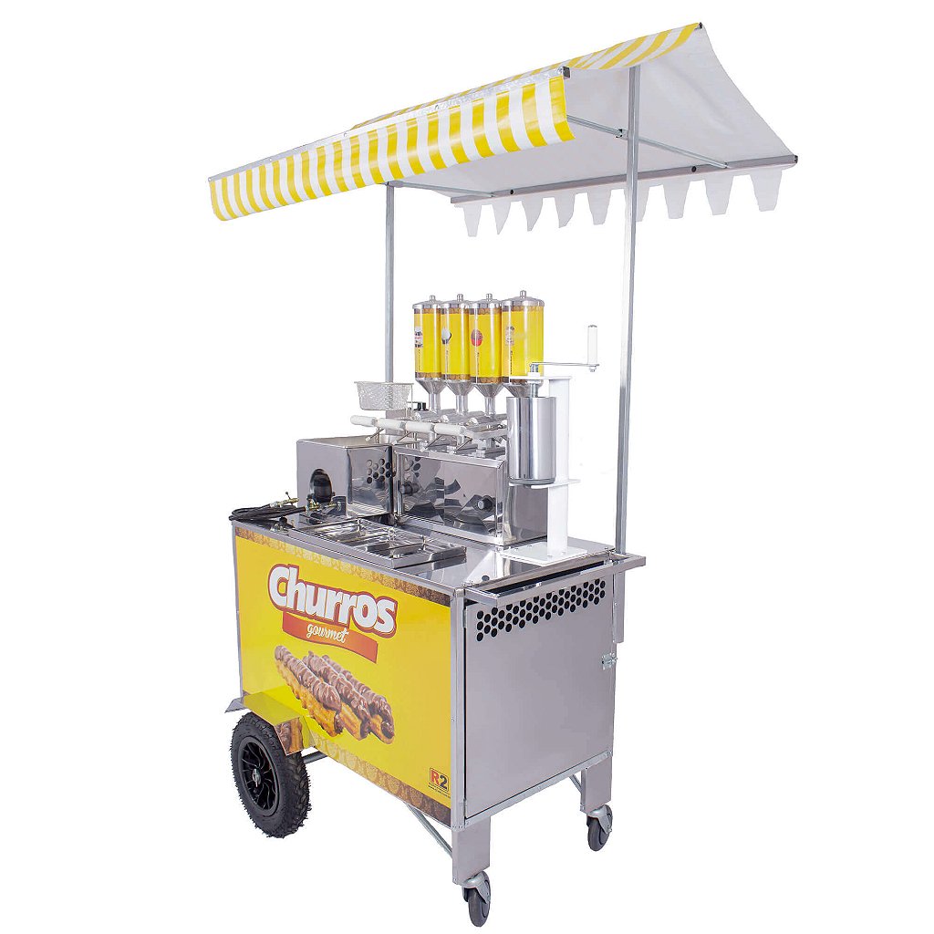 Carrinho de Churros Fritador Elétrico e Gás Masseira Fuso