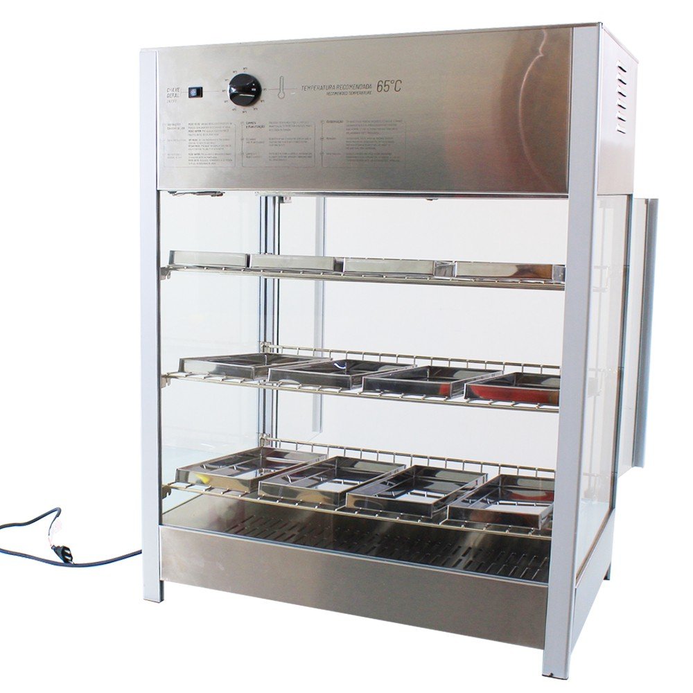Estufa Salgado Vapor Abre na Frente 12 Bandejas Titã com Led