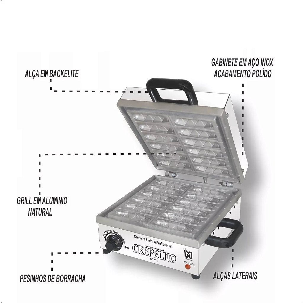 Maquina de Crepe Suíço Palito 12 crepes Profissional