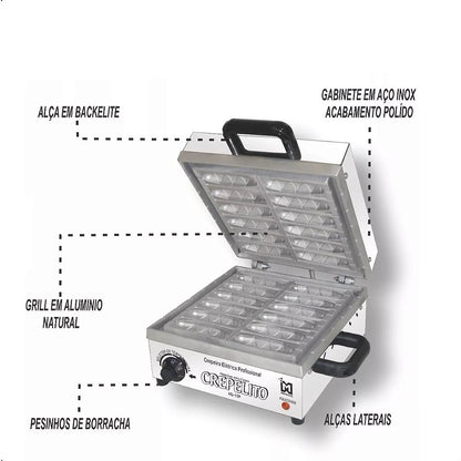 Maquina de Crepe Suíço Palito 12 crepes Profissional