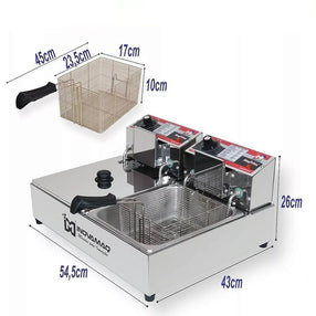 Fritadeira Elétrica 2 Cubas Com Tampa Profissional 10 Litros Inox