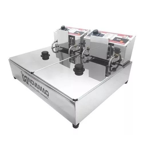 Fritadeira Elétrica 2 Cubas Com Tampa Profissional 10 Litros Inox