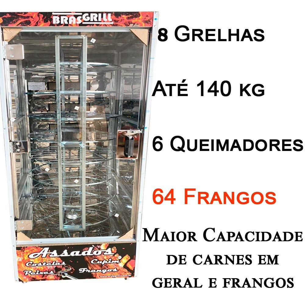 Maquina de Assar Frango e Carne Brasgrill 64 Frangos