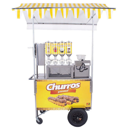 Carrinho de Churros Fritador Elétrico e Gás Masseira Lateral