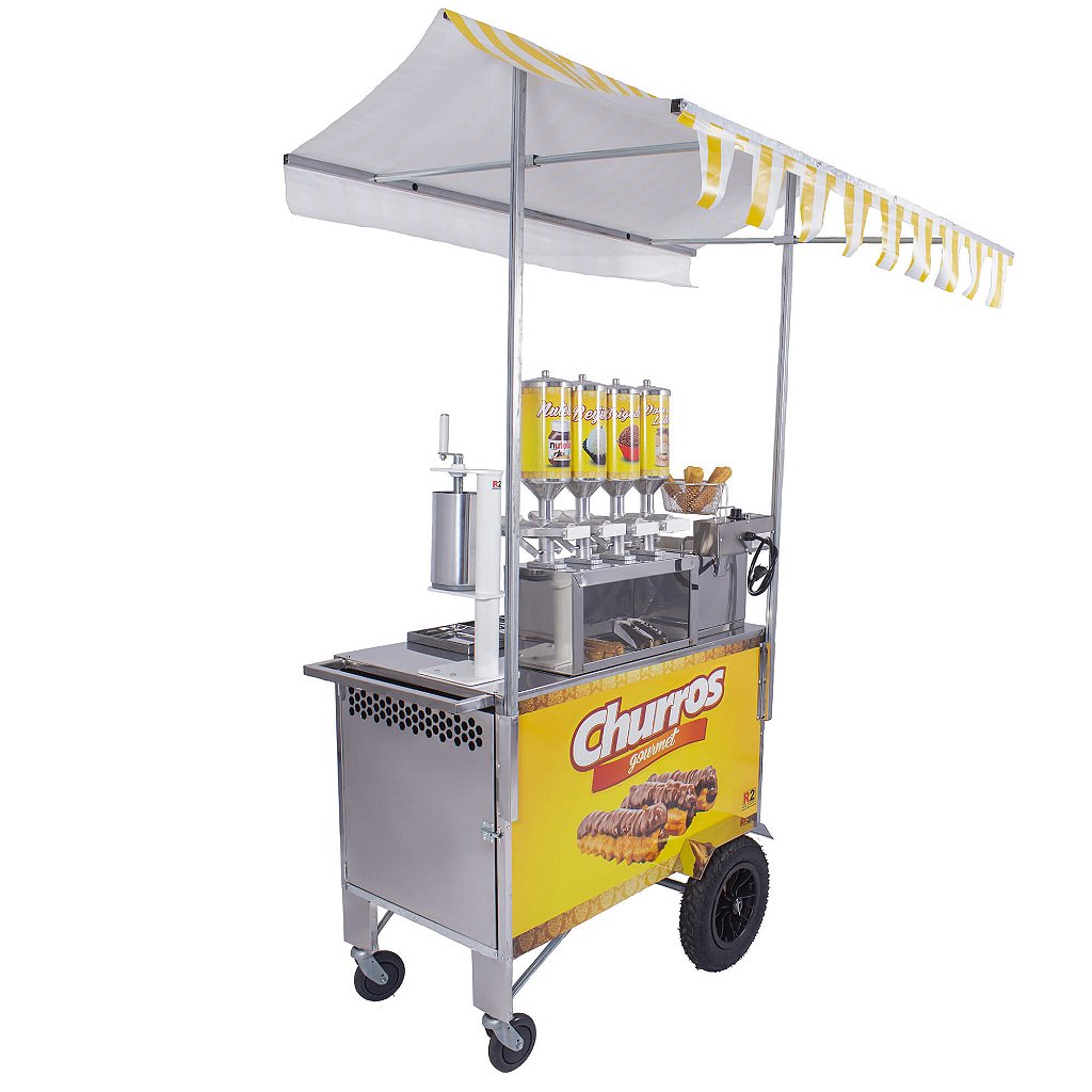 Carrinho de Churros Fritador Elétrico e Gás Masseira Fuso