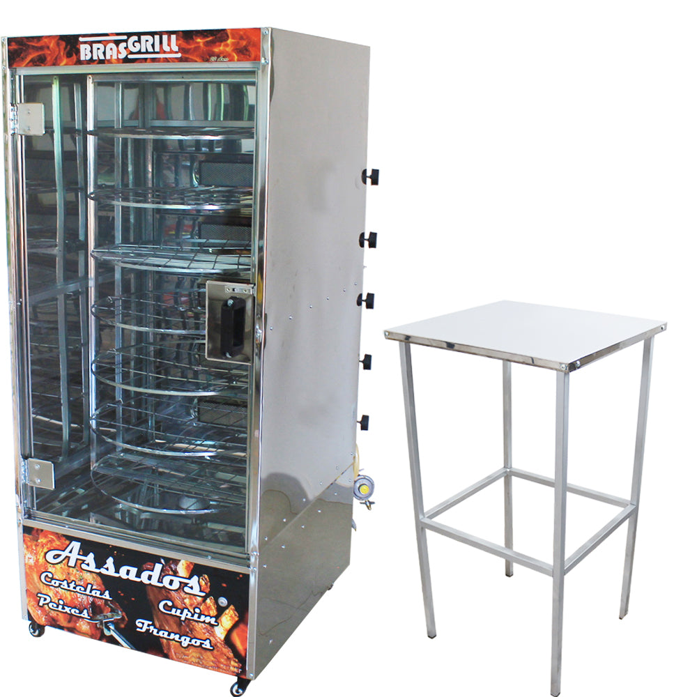 Maquina de Assar Frangos 56 Frangos com Mesa Brasgrill