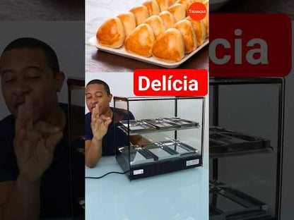 Estufa Salgados com Luz de LED Reta 6 Bandejas Vitrine EVR