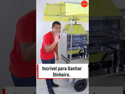 Carrinho de Hot Dog Espetinho Churrasco, Pastel, Lanche e Batata Frita 5 em 1