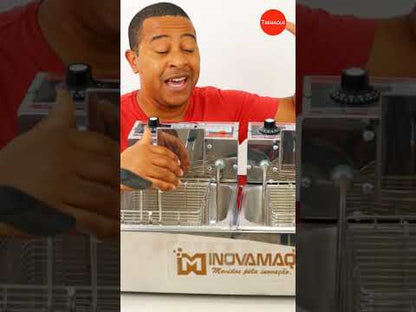 Fritadeira Elétrica 2 Cubas Com Tampa Profissional 10 Litros Inox