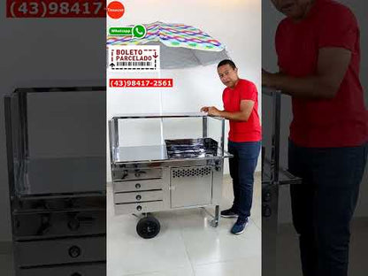 Carrinho de Tapioca Com Guarda-Sol e Vidro