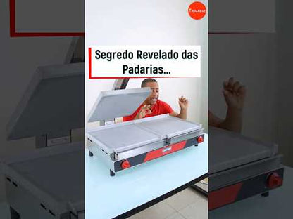 Sanduicheira Elétrica Dupla 41x86 cm Profissional Chapa Lisa