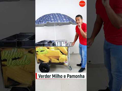 Carrinho de Milho Verde Com Panela e Guarda-sol