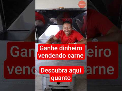 Churrasqueira a Bafo 140kg Inox Industrial G140 kit gás Brinde