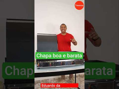 Chapa de Lanche 100 x 50cm com Prensa 6,35mm de Espessura a Gás Profissional