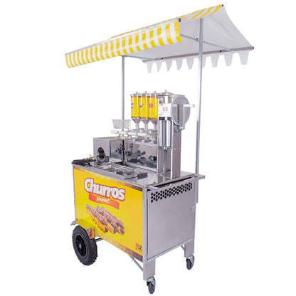 Carrinho de Churros Gourmet Completo 4 Doceiras Profissional Engrenagem