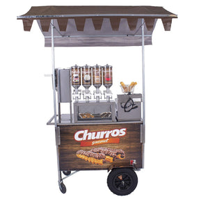 Carrinho de Churros Fritador Elétrico e Gás Masseira Lateral Amadeirado